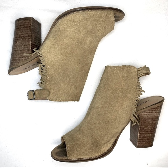 Vintage Lucky Brand Lantau Suede Fringe Heel Bootie - Picture 5 of 7